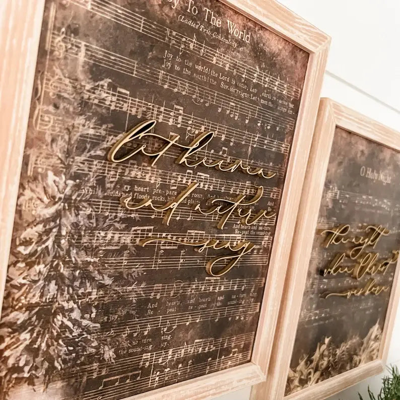 Vintage Christmas Carol Signs - Dark Background