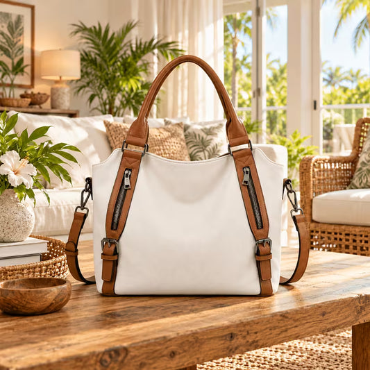 Classic White/Brown Purse