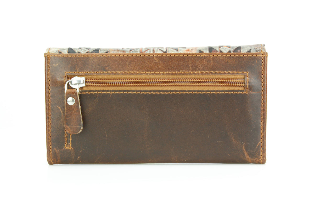 Women’s Rustic Brown Orange Aztec Clutch ABLW 18-2537