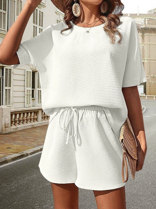 Textured Loose Fit Shorts Outfit Set
