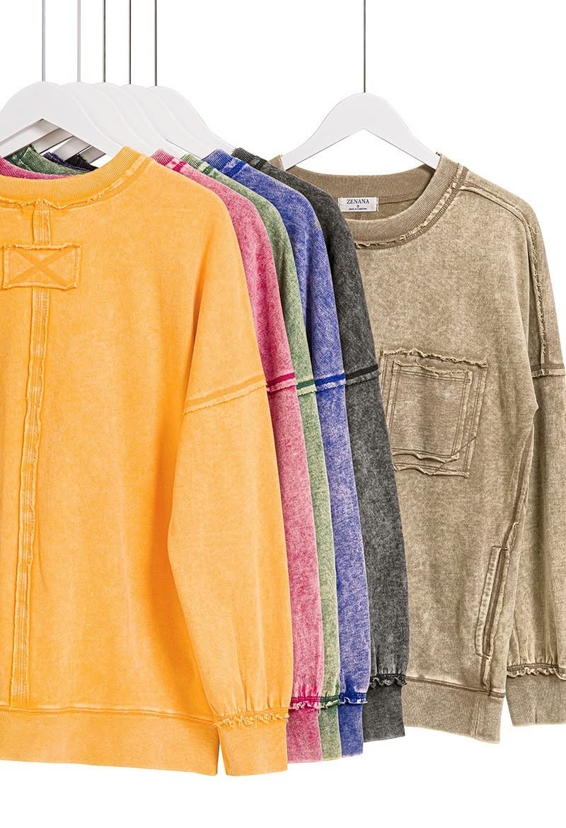 Acid Wash Pullover Sweatshirts