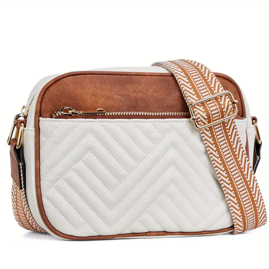 Quilted Faux Leather Crossbody- White