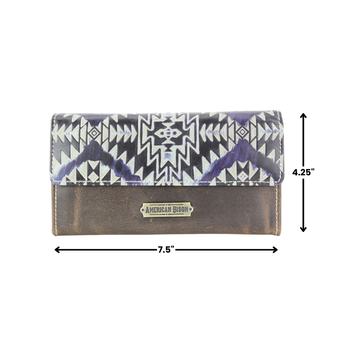 Women’s Brown Leather Navy Aztec Clutch ABLW 18-2536