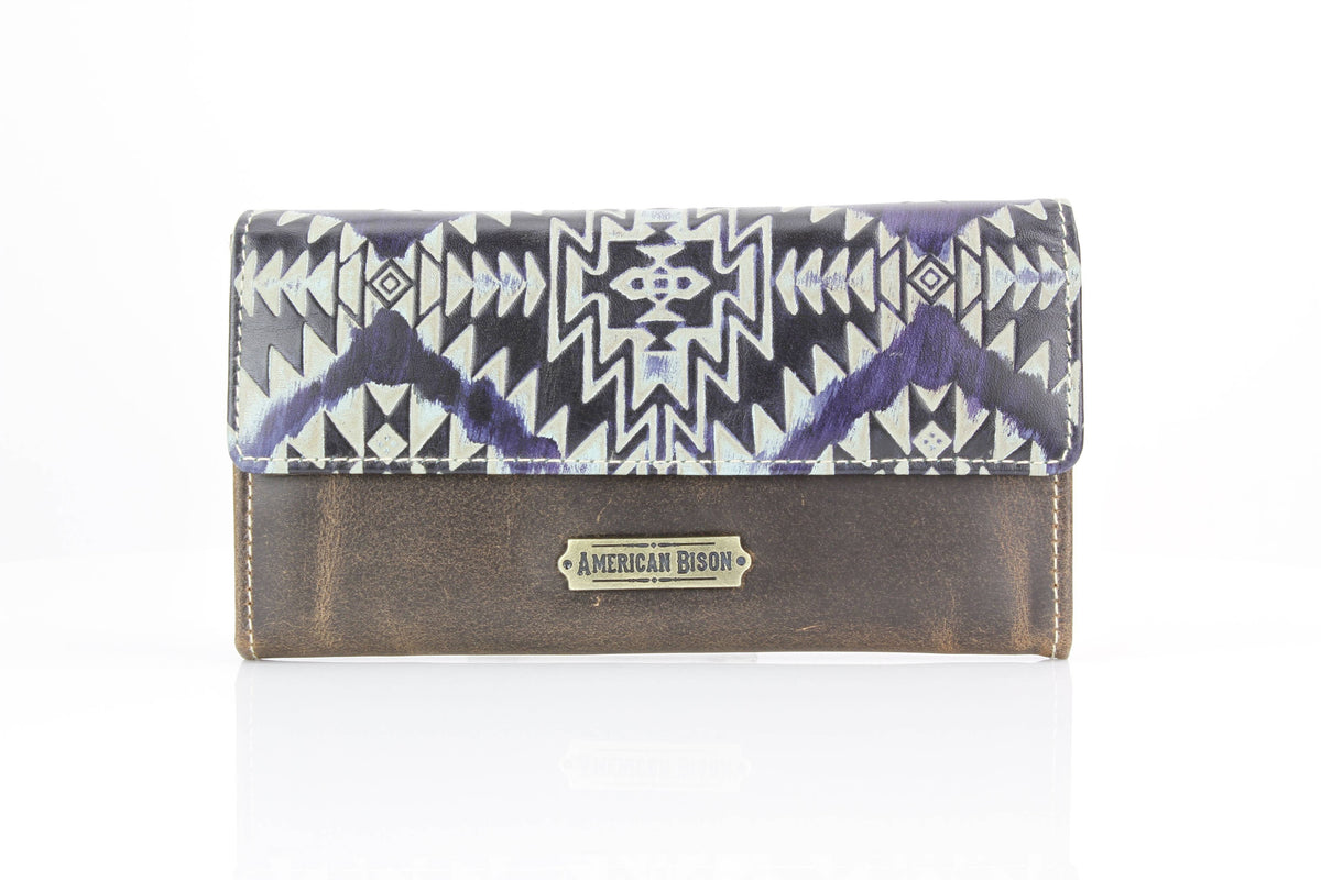 Women’s Brown Leather Navy Aztec Clutch ABLW 18-2536