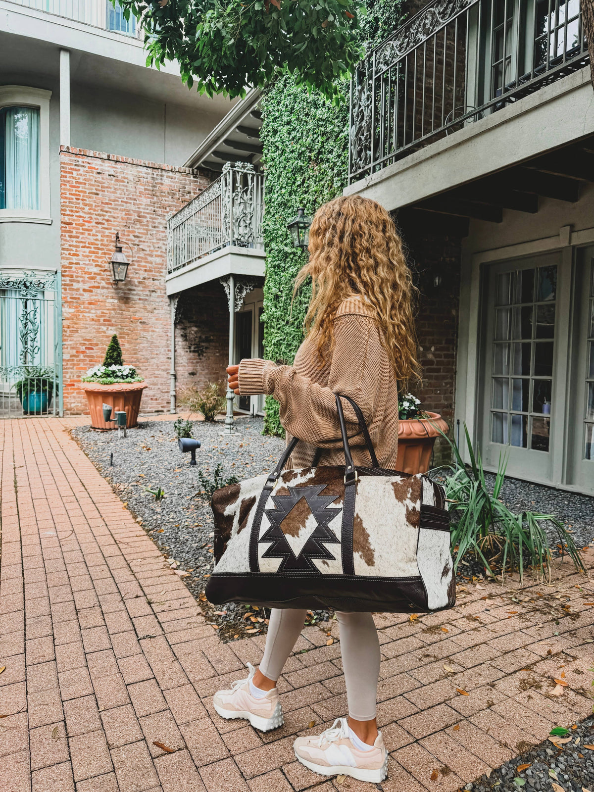 Authentic leather cowhide weekender