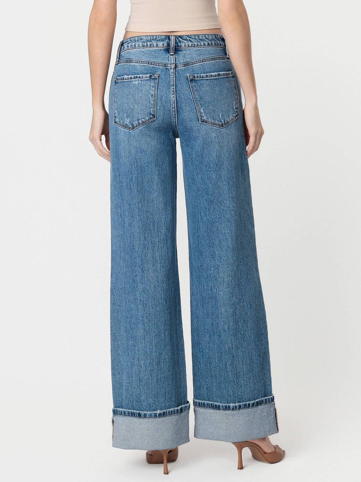 VERVET by FLYING MONKEY- HIGH RISE CUFFED JEANS