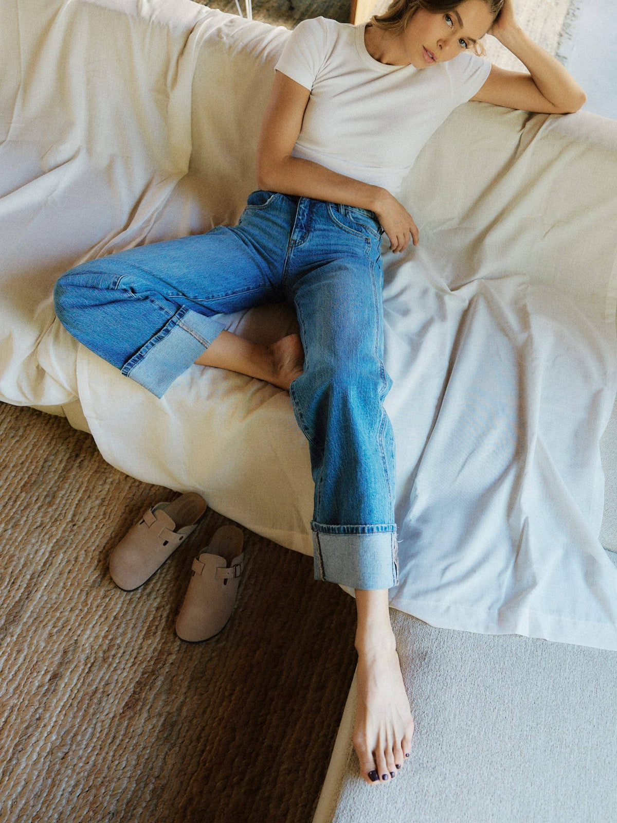VERVET by FLYING MONKEY- HIGH RISE CUFFED JEANS