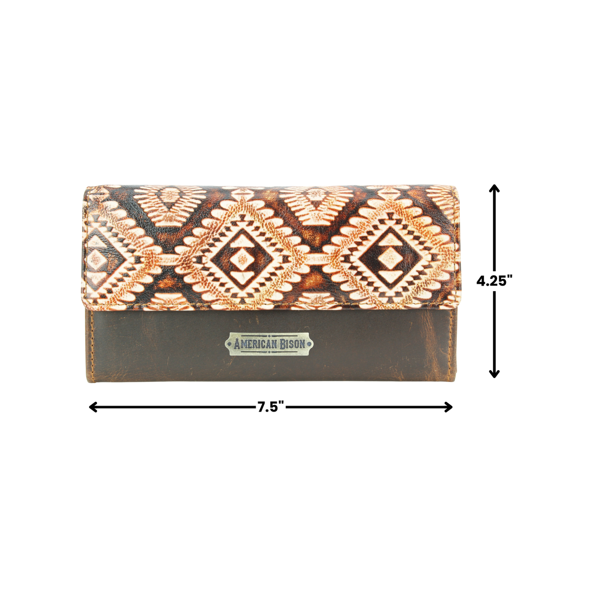 Women’s Rustic Tan Aztec Leather Clutch Wallet ABLW 18-2501