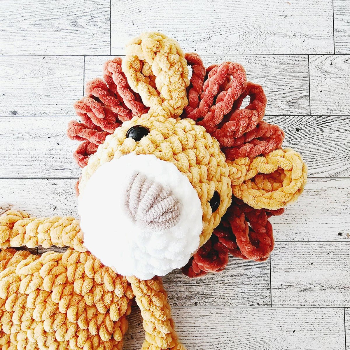 Crochet Lion Plushie Toy | Soft Baby Security Blanket Lovey