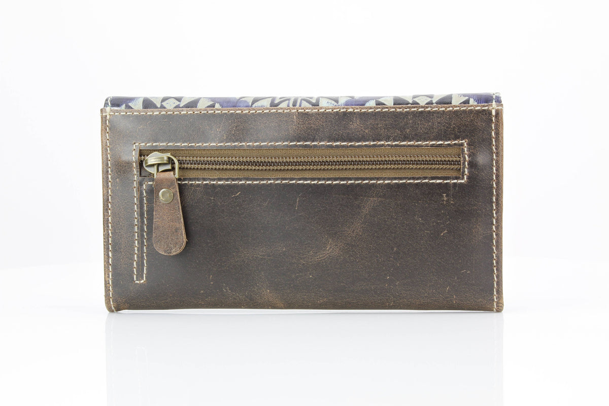 Women’s Brown Leather Navy Aztec Clutch ABLW 18-2536