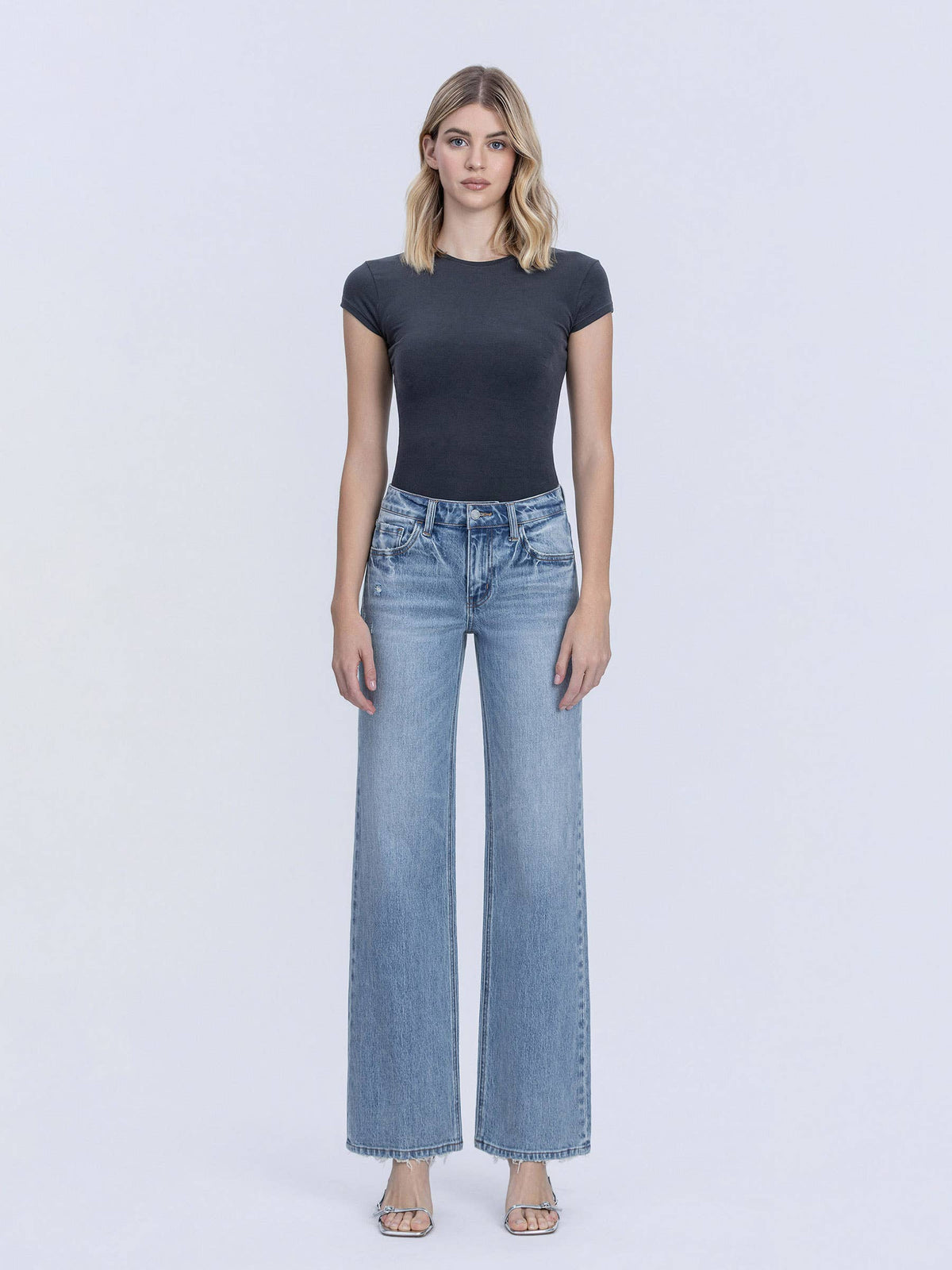 MID RISE MEDIUM LIGHT SLIM WIDE JEANS T6991