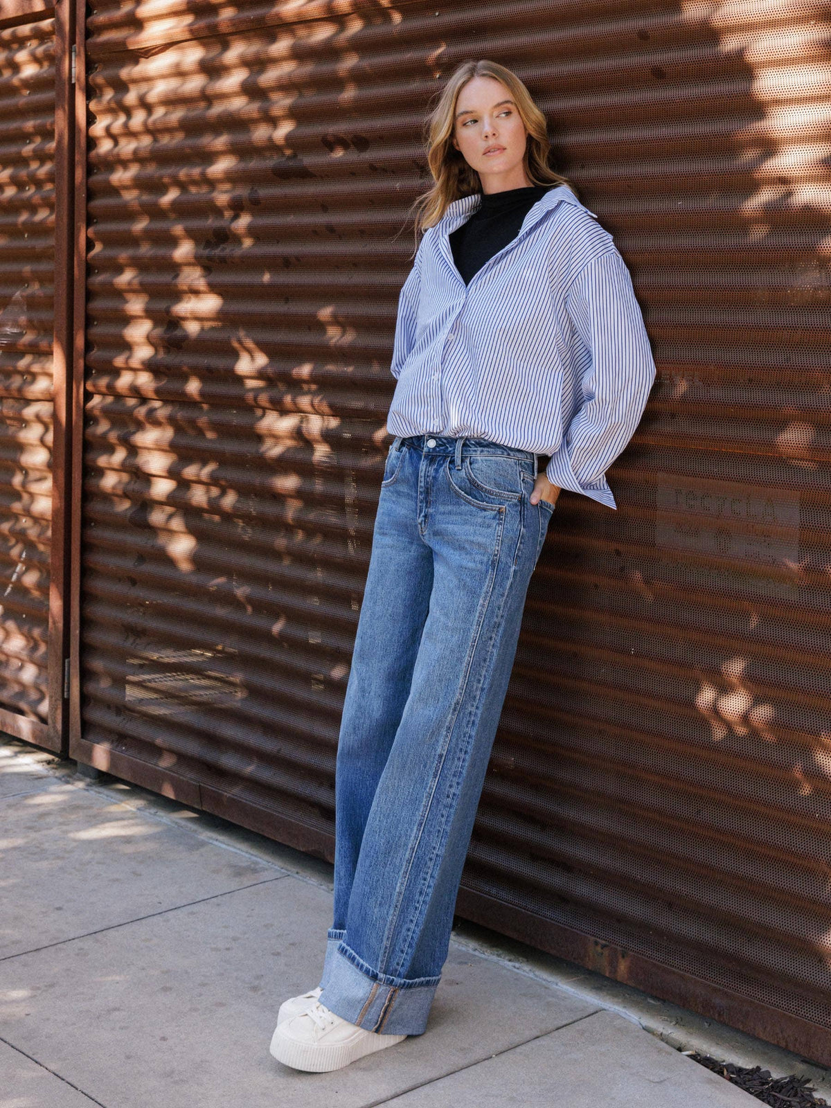 VERVET by FLYING MONKEY- HIGH RISE CUFFED JEANS