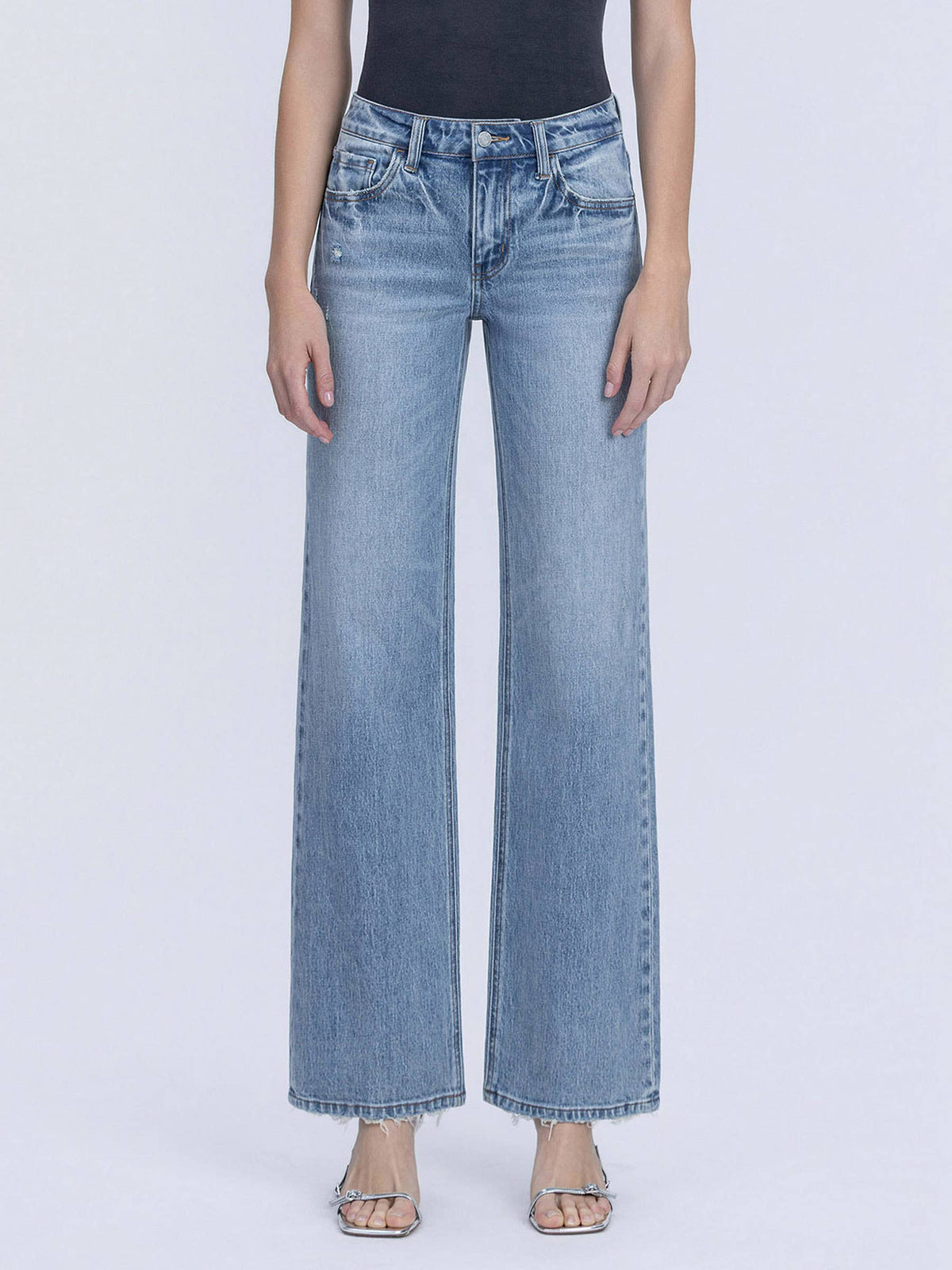 MID RISE MEDIUM LIGHT SLIM WIDE JEANS T6991