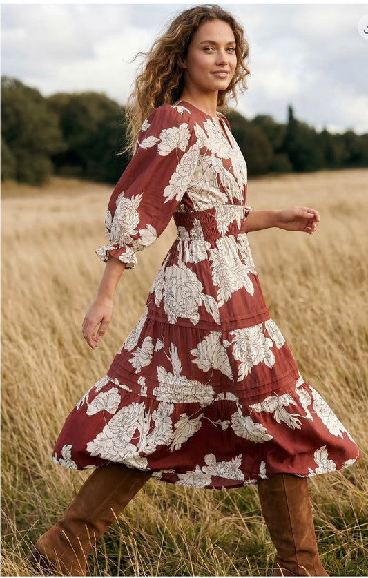 Long Ruby Floral Dress