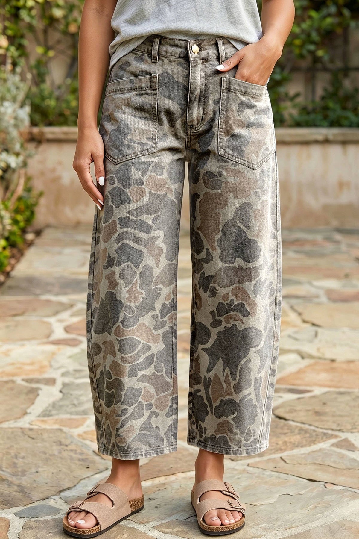 Camouflage Ankle Length Casual Jeans