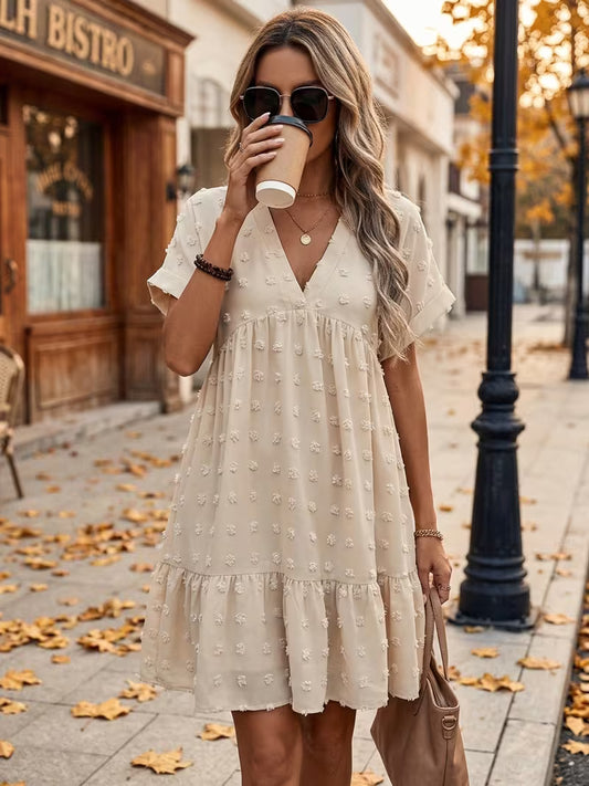 Cream Fluff Baby Doll Dress