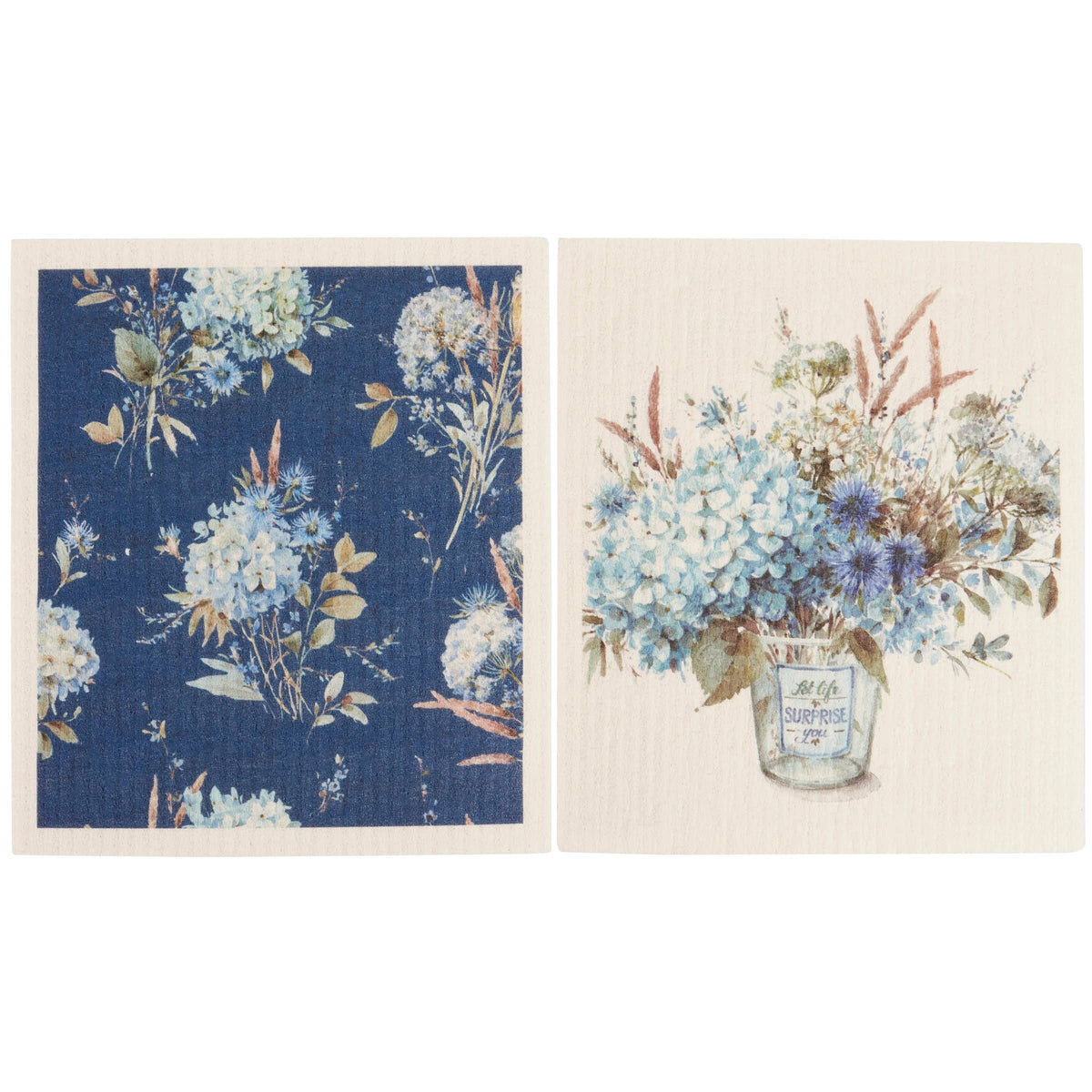 Blue Floral Swedish Dishcloth Set