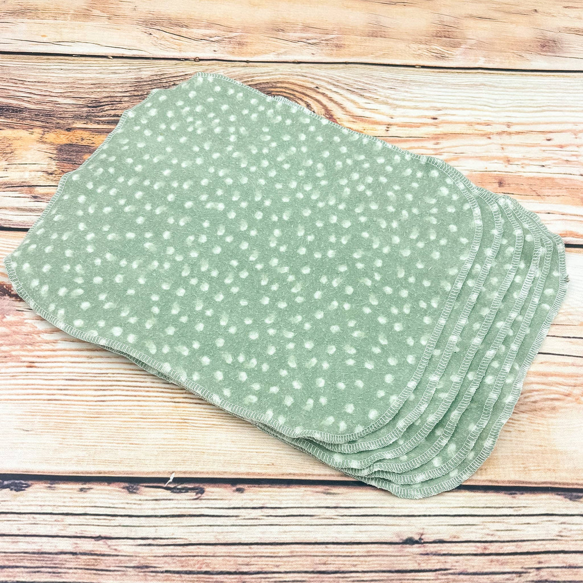 Green and White Polka Dots Reusable Cotton Paper Towels
