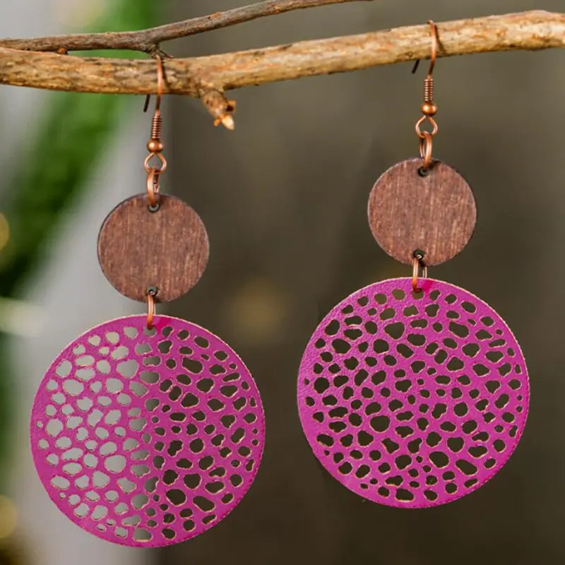 Wooden VALENTINE'S DAY Earrings.. PINK