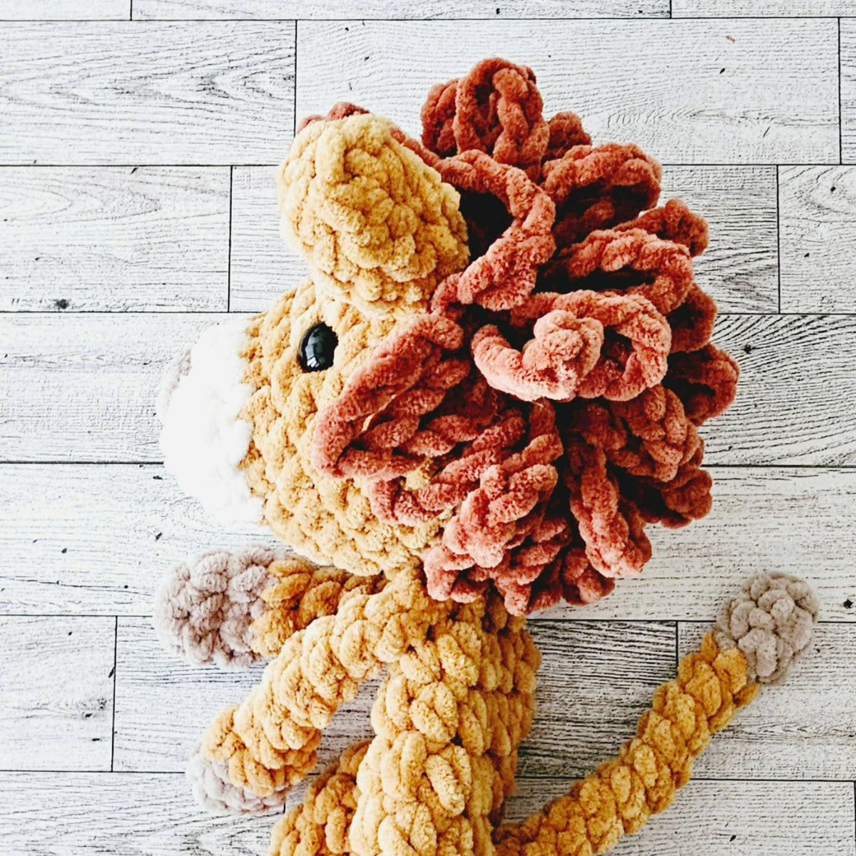 Crochet Lion Plushie Toy | Soft Baby Security Blanket Lovey