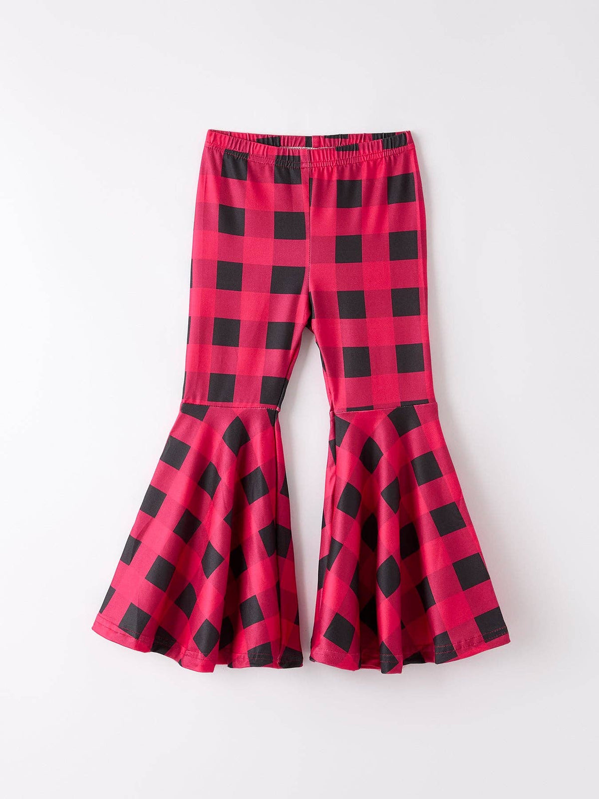 Red And Black Plaid Bell-Bottomed Pants