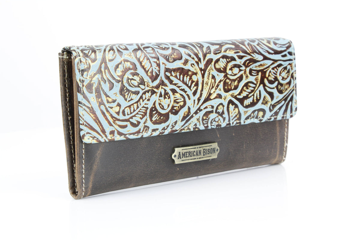 Women’s Brown Turquoise Floral Clutch ABLW 18-2539