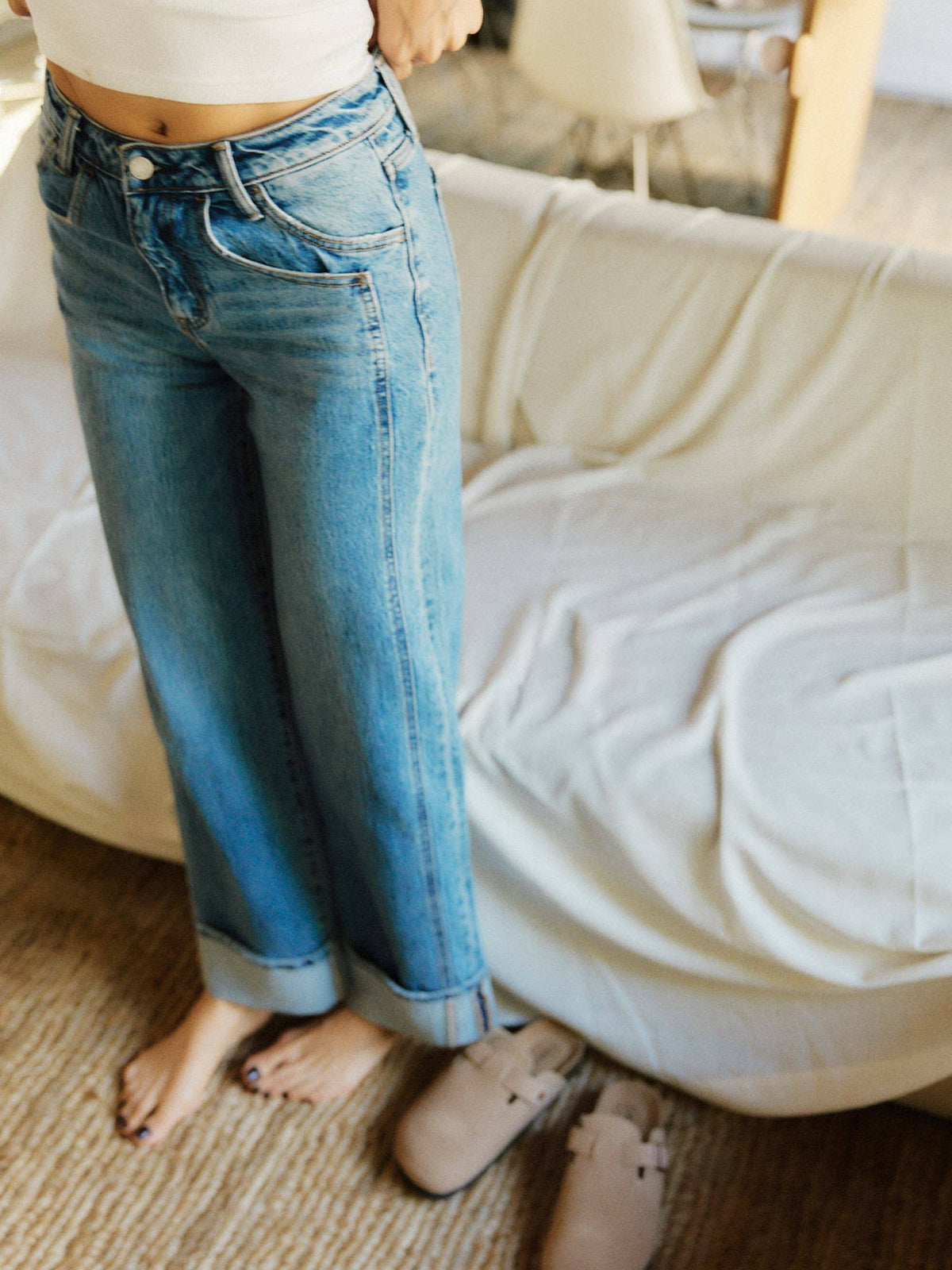 VERVET by FLYING MONKEY- HIGH RISE CUFFED JEANS
