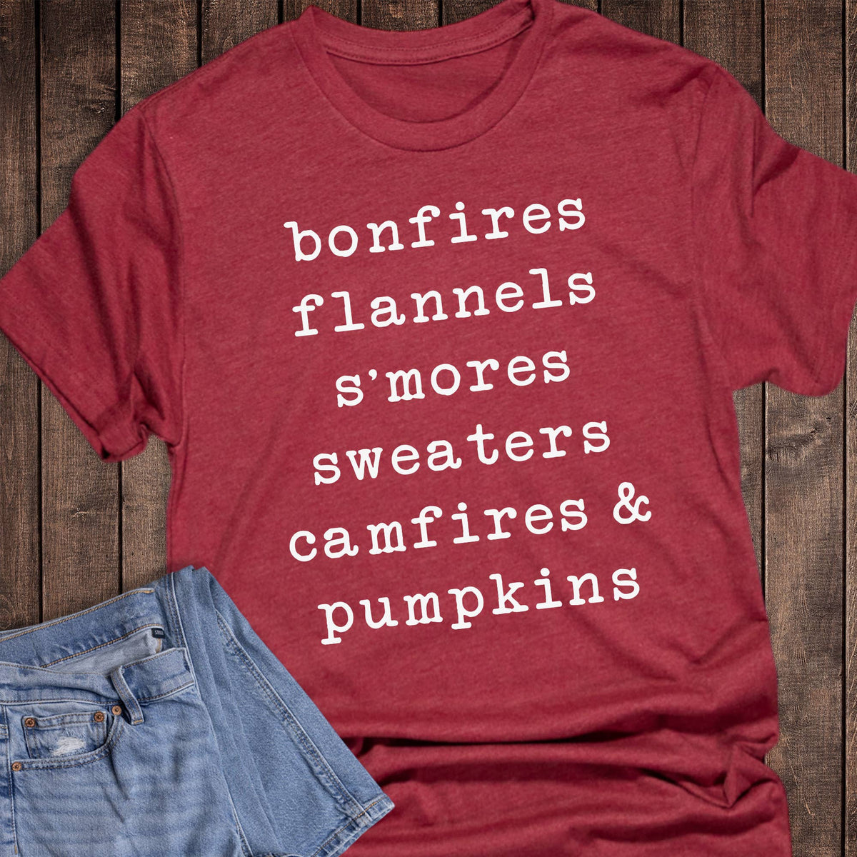 Fall Bonfires Flannels Sweaters Graphic Tee