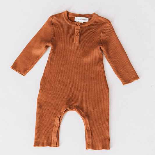 Camel Knit Long Sleeve Bodysuit- Infant