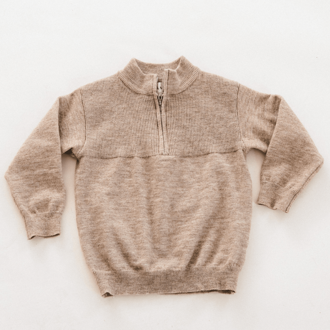 Quarter Zip Sweater Sand - Infant