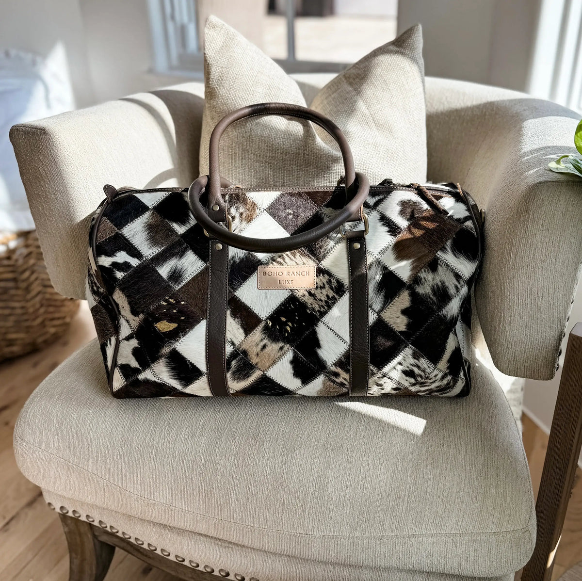 BOHO LUXE DUFFLE Weekender- Authentic Leather/Cowhide