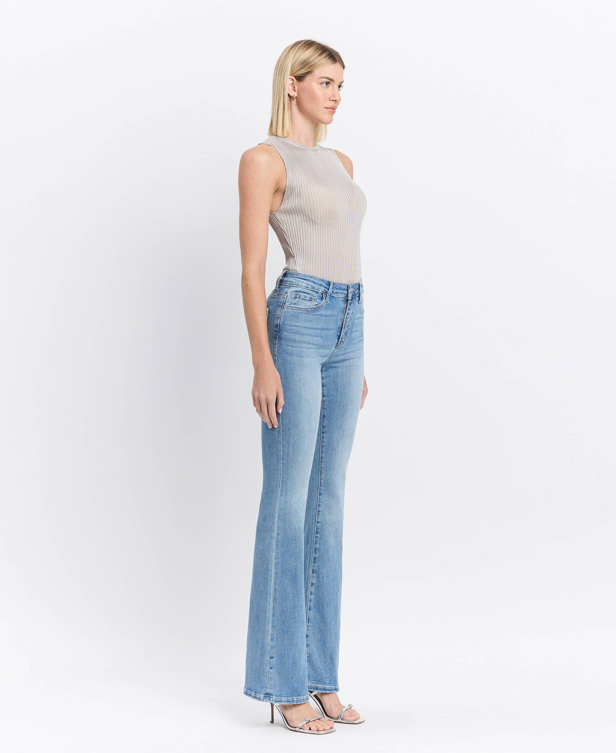 VERVET by FLYING MONKEY- HIGH RISE LONG FLARE JEANS