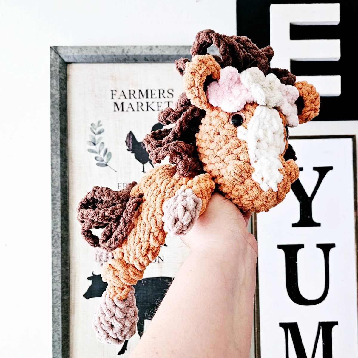 Crochet Horse Security Blanket | Soft Baby Lovey Plushie Toy