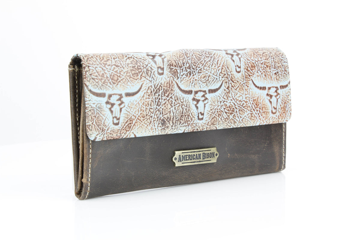 Women’s Brown Turquoise Bison Clutch ABLW 18-2548