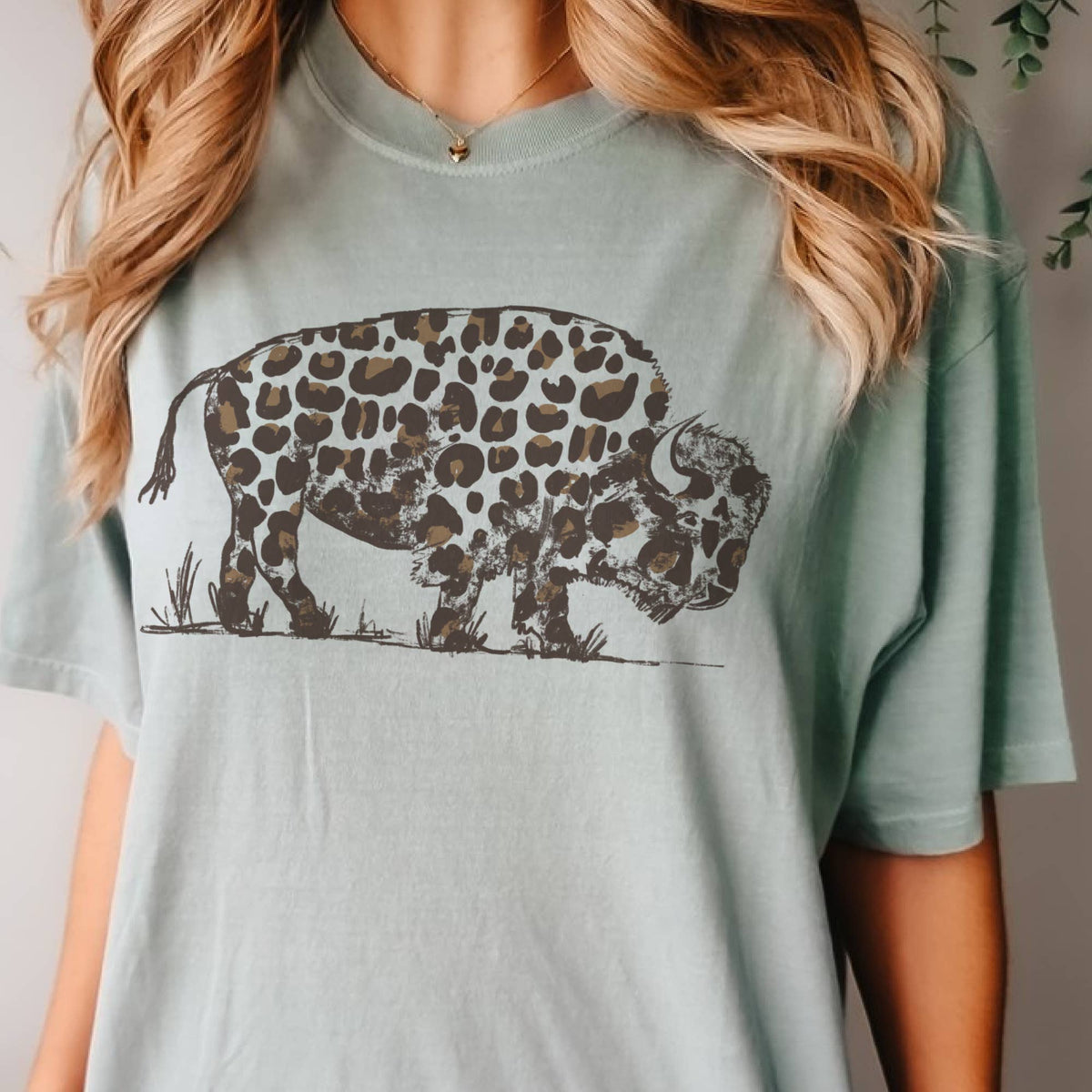 Western Leopard Bison Bull Southwestern Texas Graphic Tee
