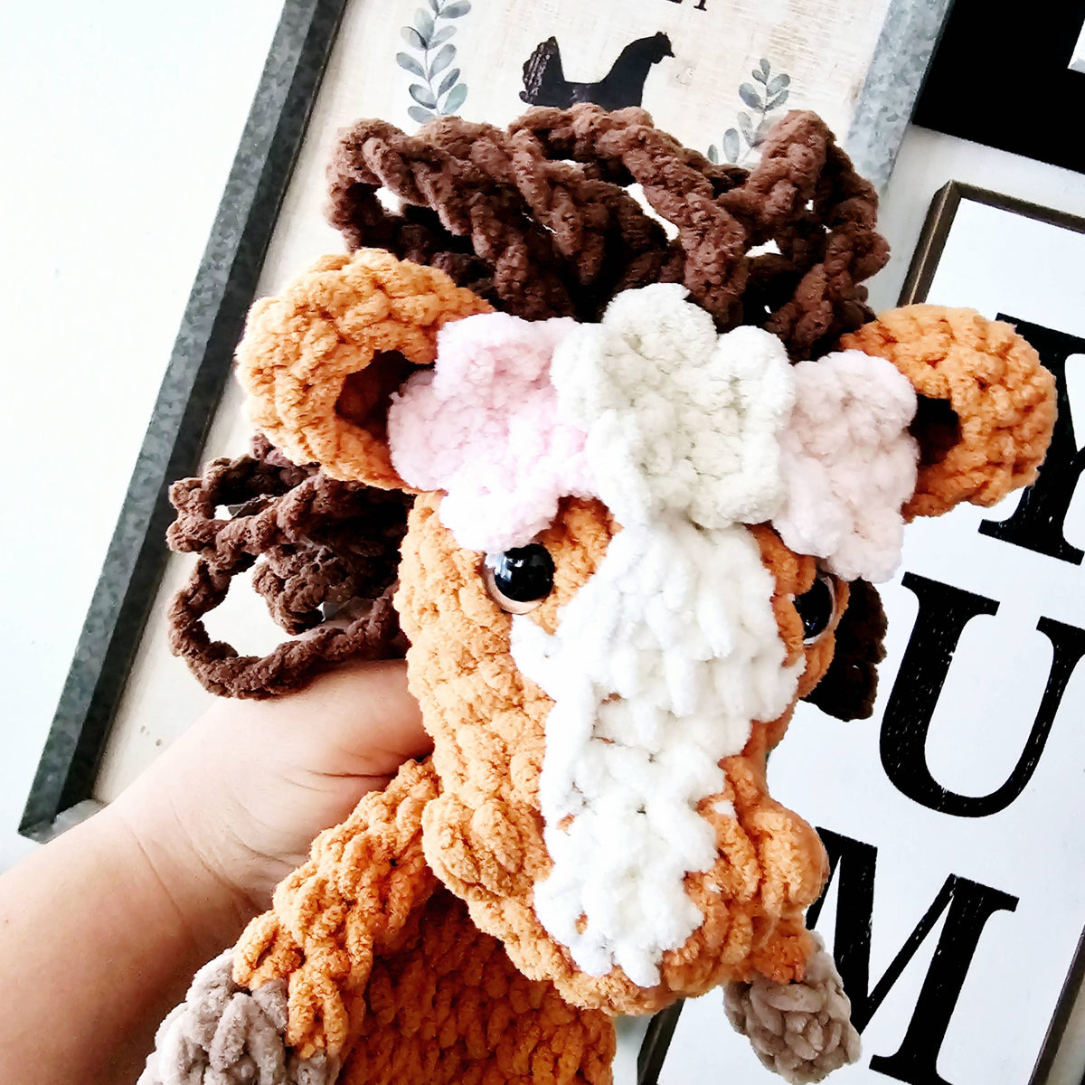Crochet Horse Security Blanket | Soft Baby Lovey Plushie Toy