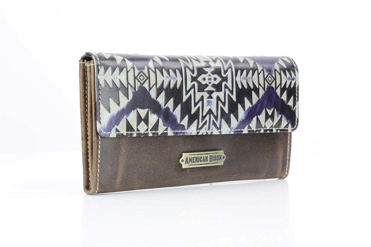 Women’s Brown Leather Navy Aztec Clutch ABLW 18-2536