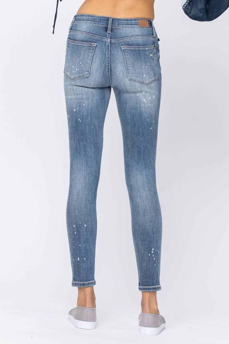 Judy Blue Jeans- MID-RISE SKINNY BLEACH SPLATTER DESTROYED - PLUS