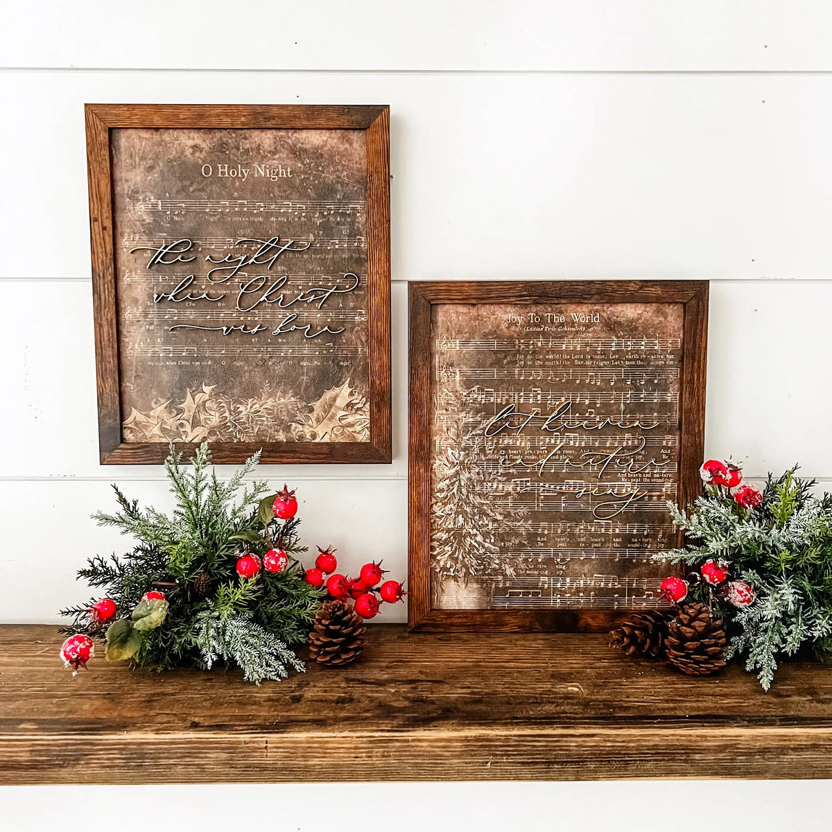 Vintage Christmas Carol Signs - Dark Background
