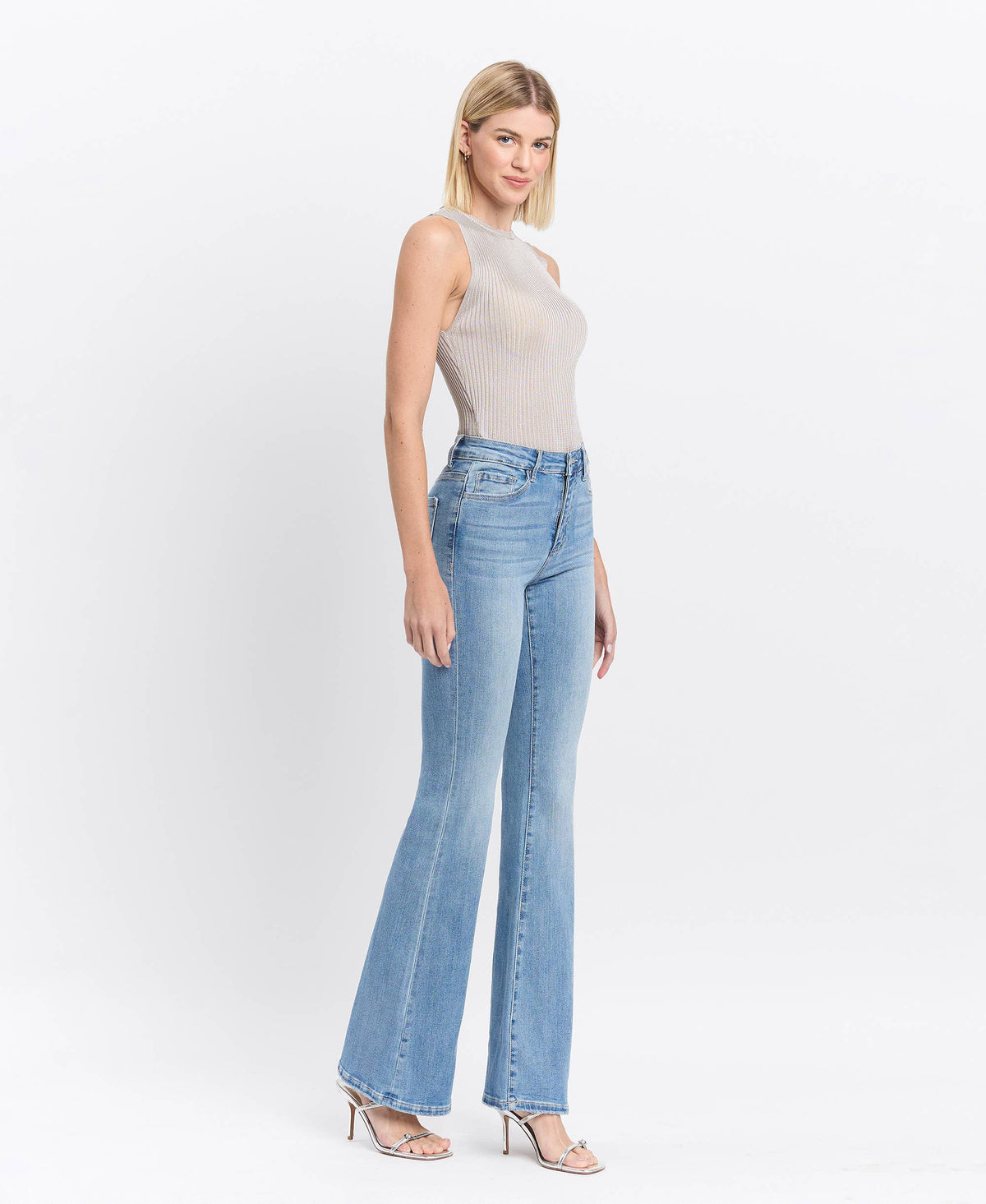 VERVET by FLYING MONKEY- HIGH RISE LONG FLARE JEANS