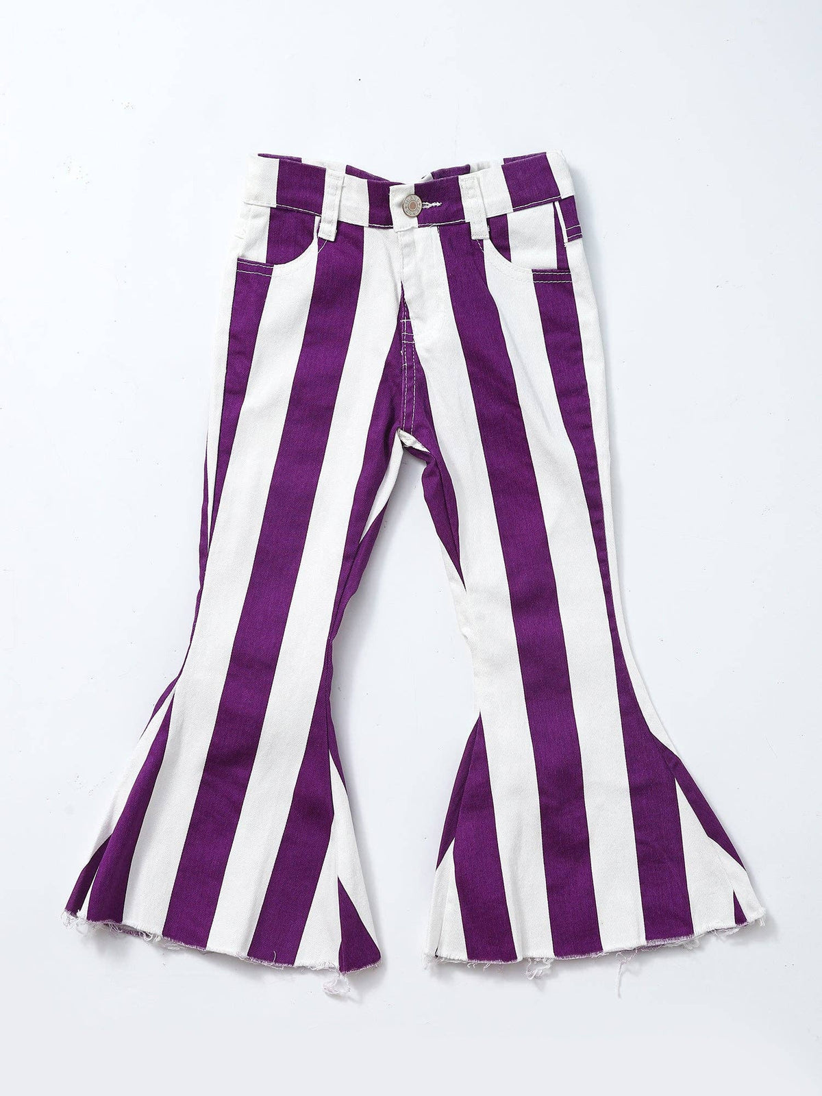 Purple Stripe Baby Girls Flare Jeans