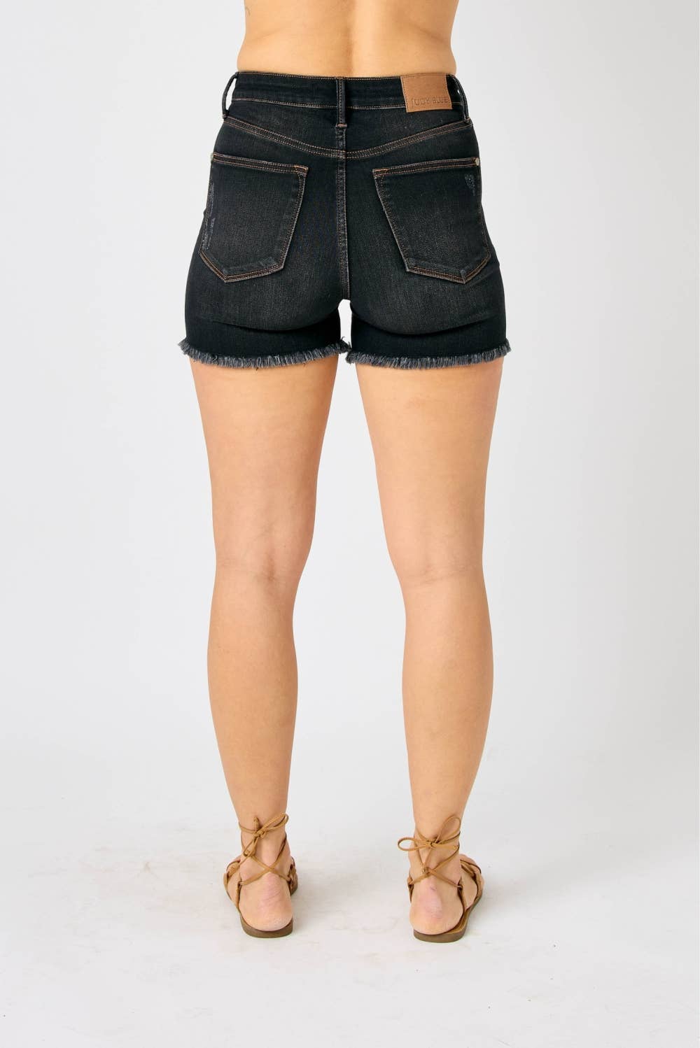 Judy Blue Jeans- HW Tummy Control Fray Hem Shorts - (XL Only)