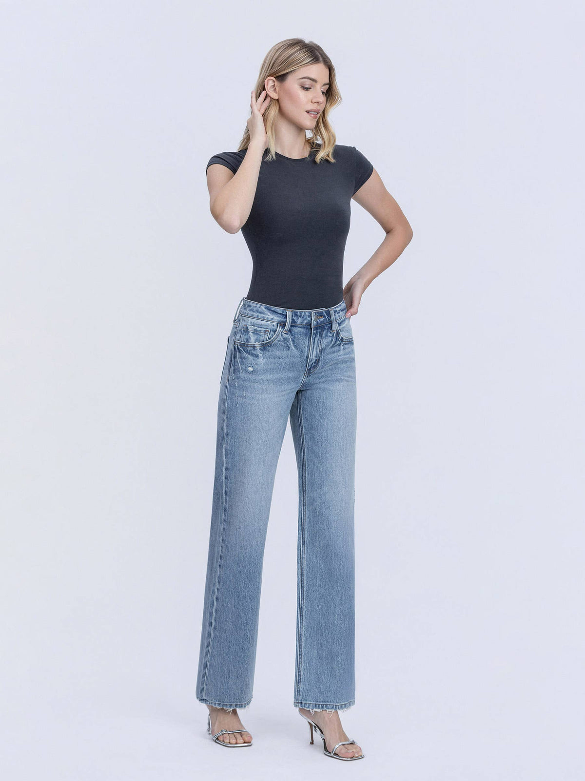 MID RISE MEDIUM LIGHT SLIM WIDE JEANS T6991