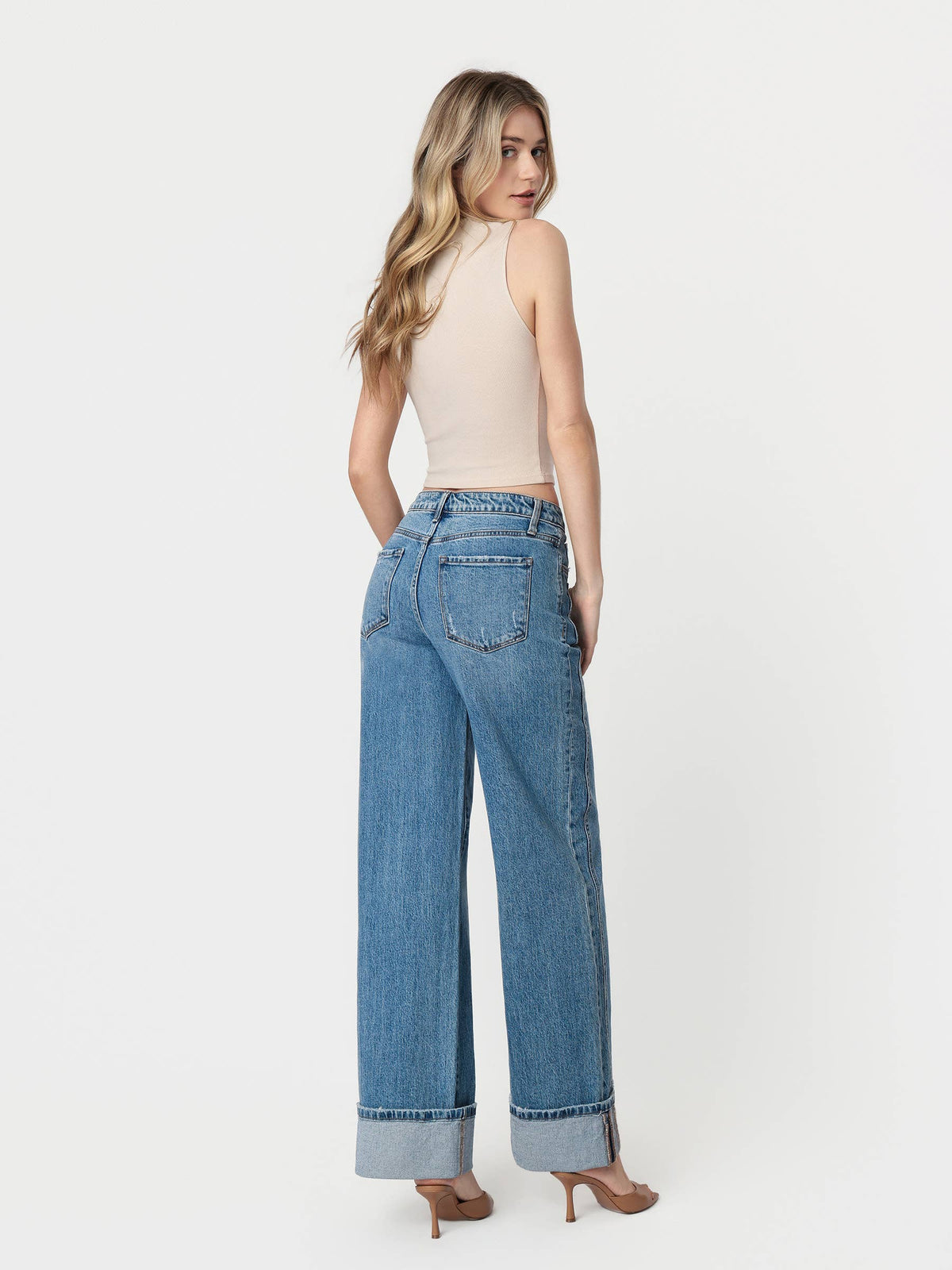 VERVET by FLYING MONKEY- HIGH RISE CUFFED JEANS