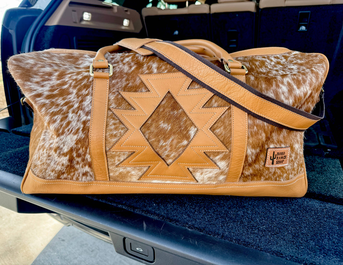 Authentic leather cowhide weekender