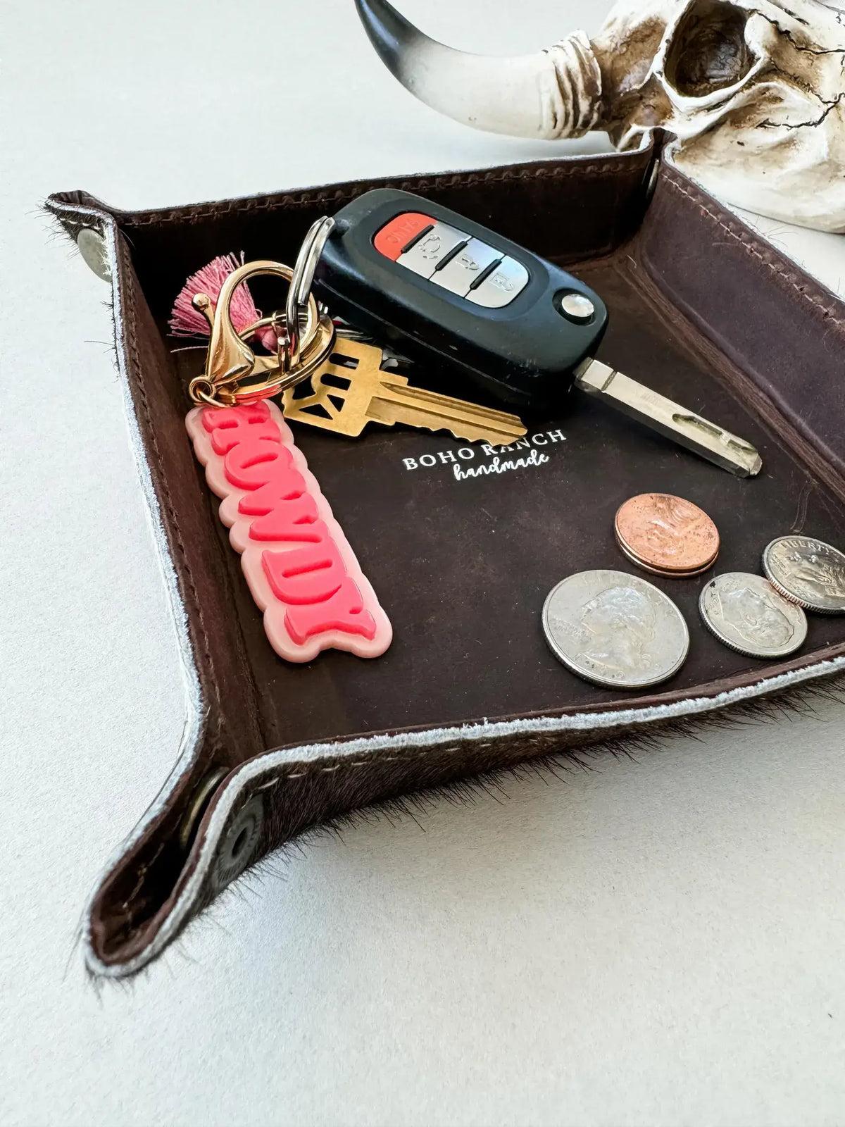 COWHIDE LEATHER TRAY- Jewerly/Keys/Storage