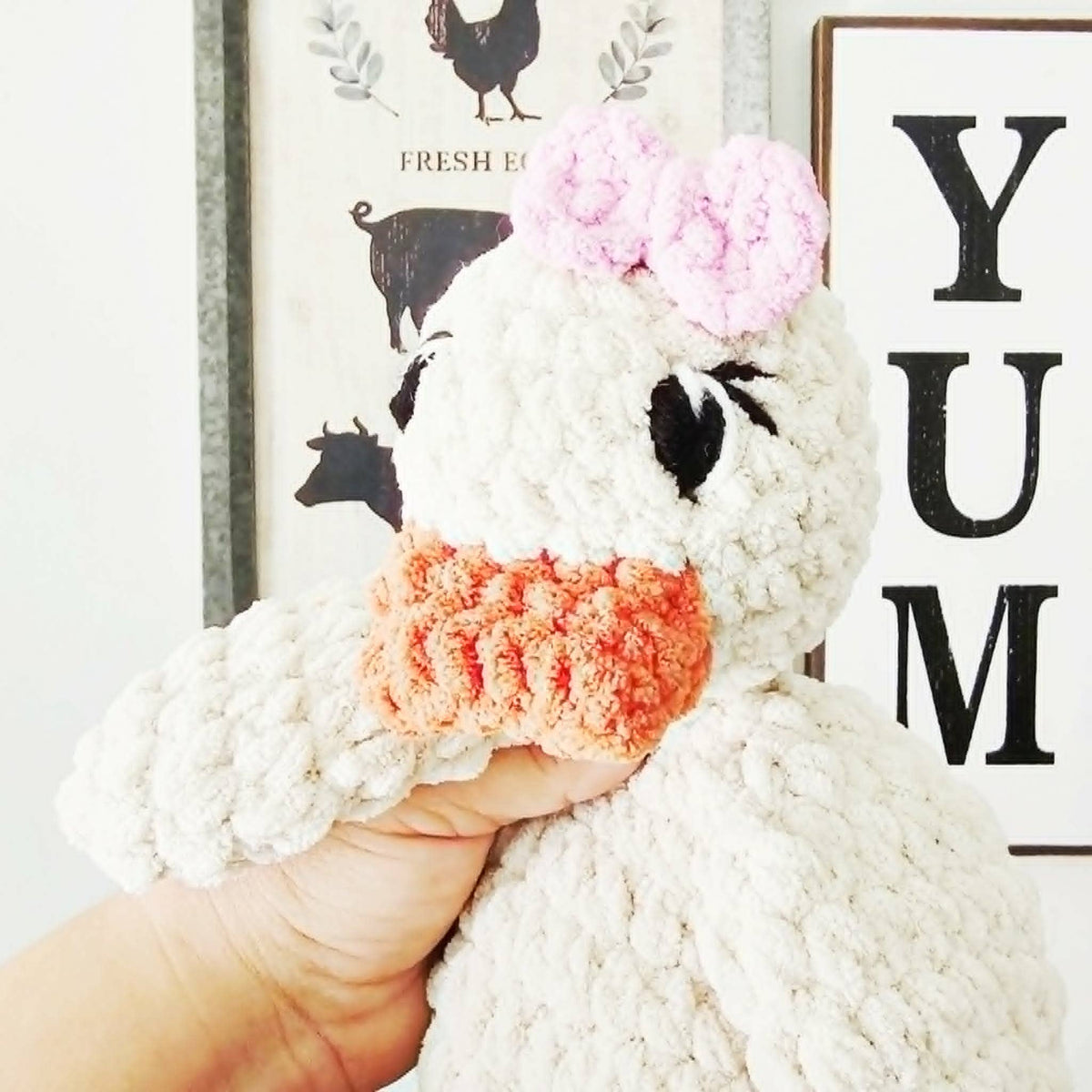 Crochet Duck Stuffed Animal | Infant Cuddle Snuggler Toy