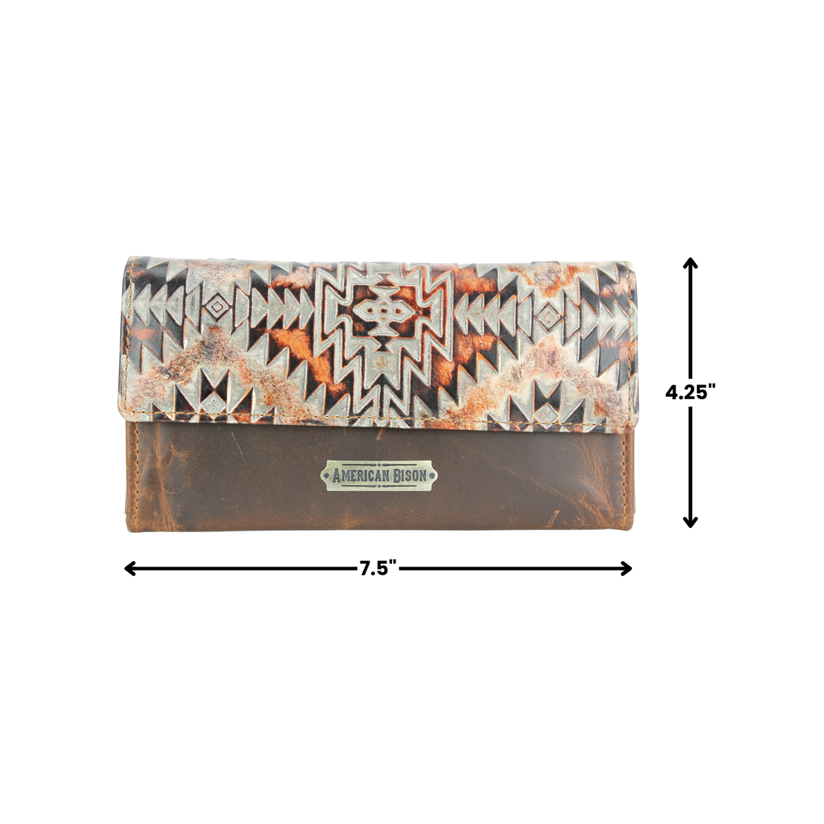 Women’s Rustic Brown Orange Aztec Clutch ABLW 18-2537