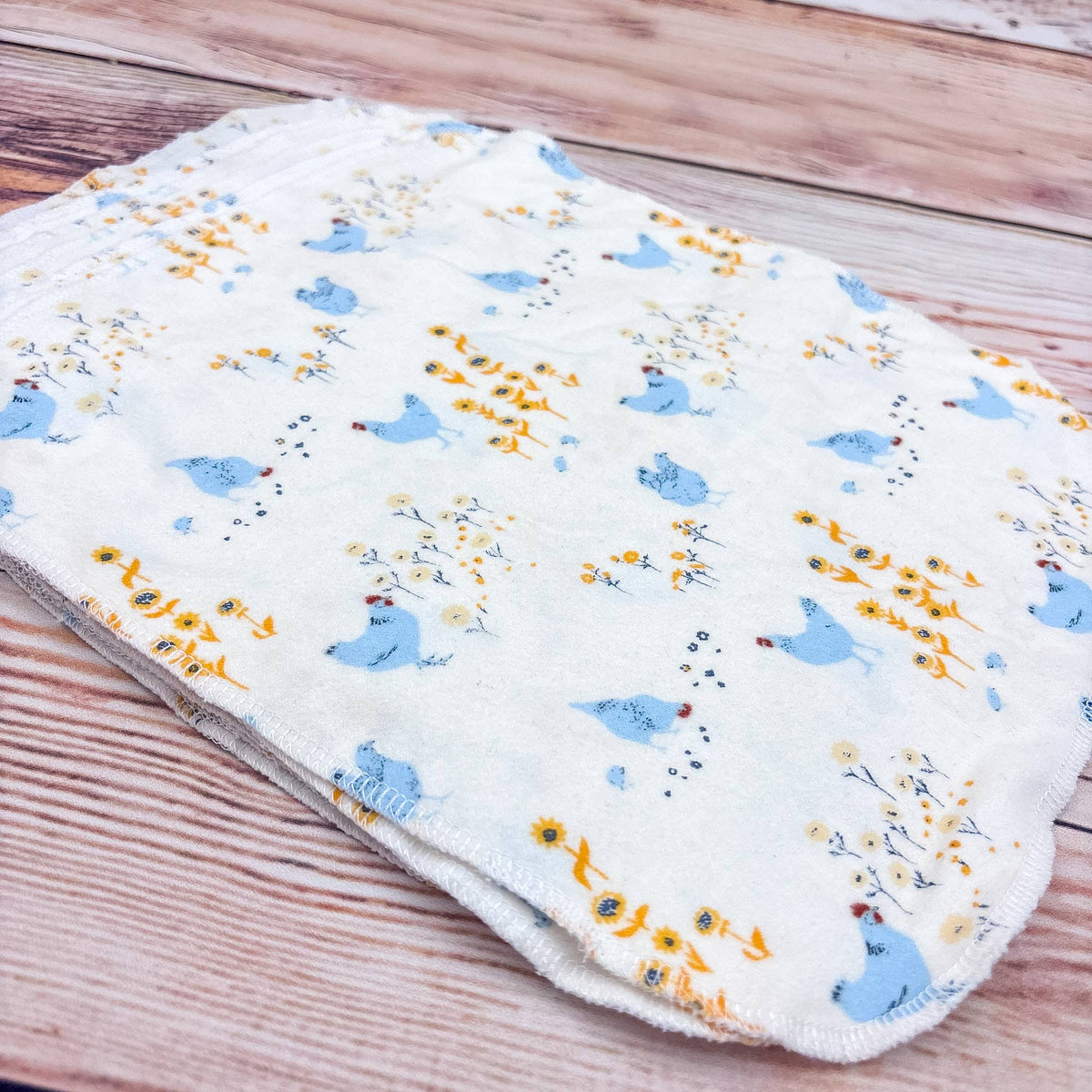 Chickens and Flowers Reusable Cotton Paper Towels