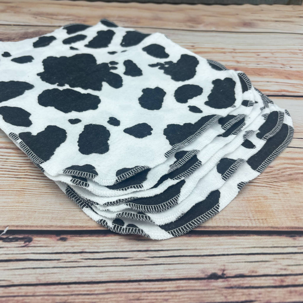 Black and White Cowprint Reusable Cotton Paper Towels